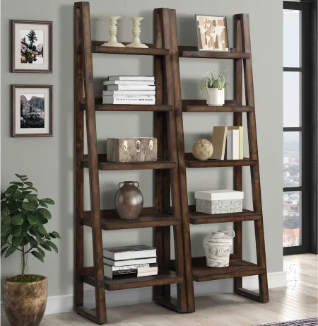 Tustin Tobacco Brown Set of Etagere Bookcases