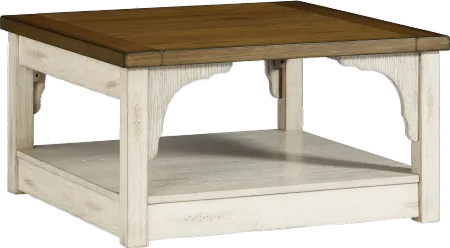 Wellington Place Oak and Antique White Square Coffee Table
