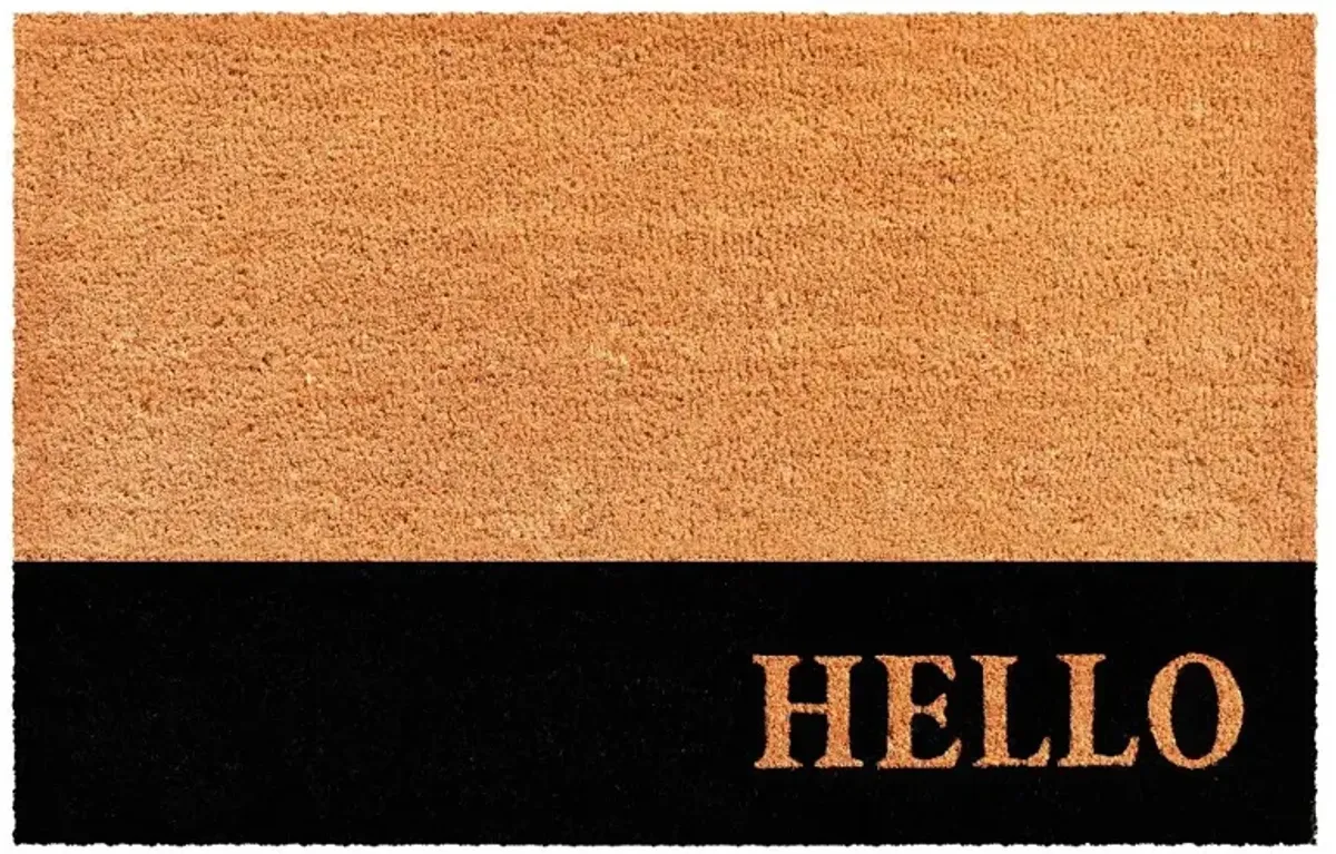 Hello Black Stripe Doormat