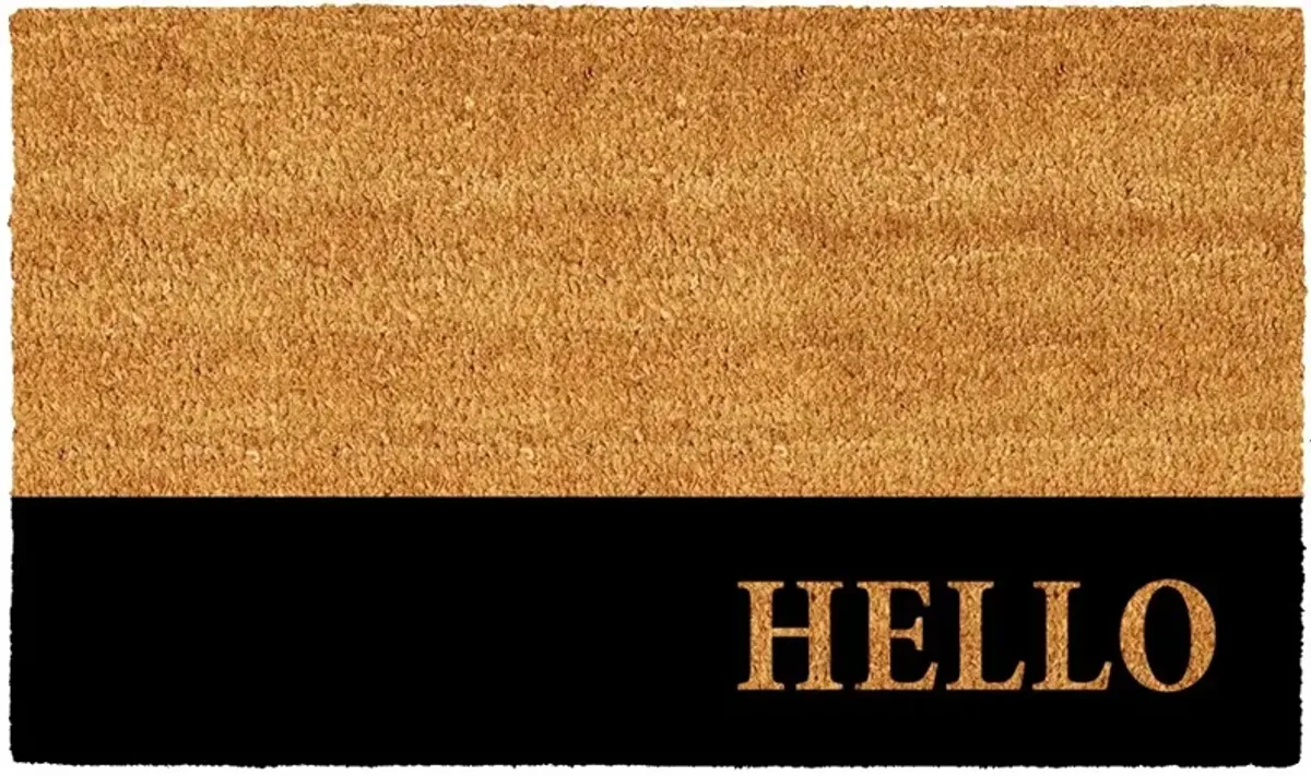 Hello Black Stripe Doormat