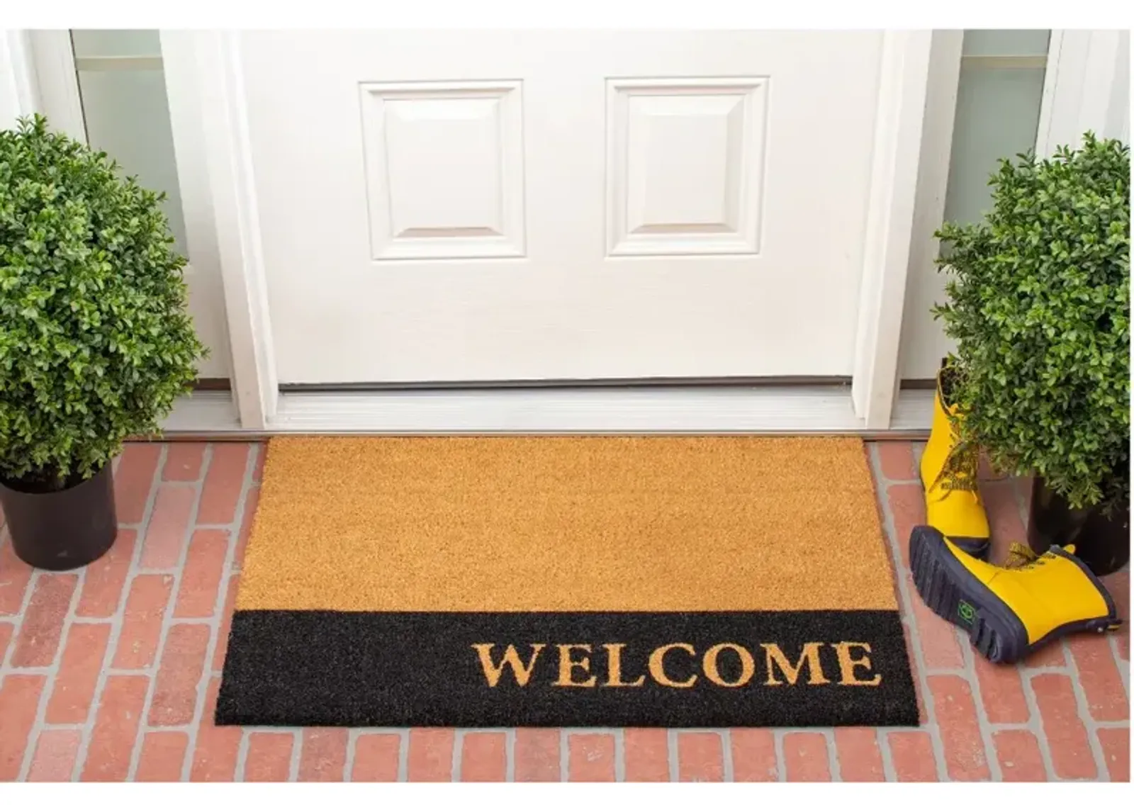 Welcome Black Stripe Doormat