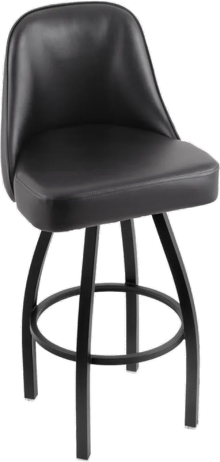 Grizzly Black Metal Upholstered Swivel Bar Stool