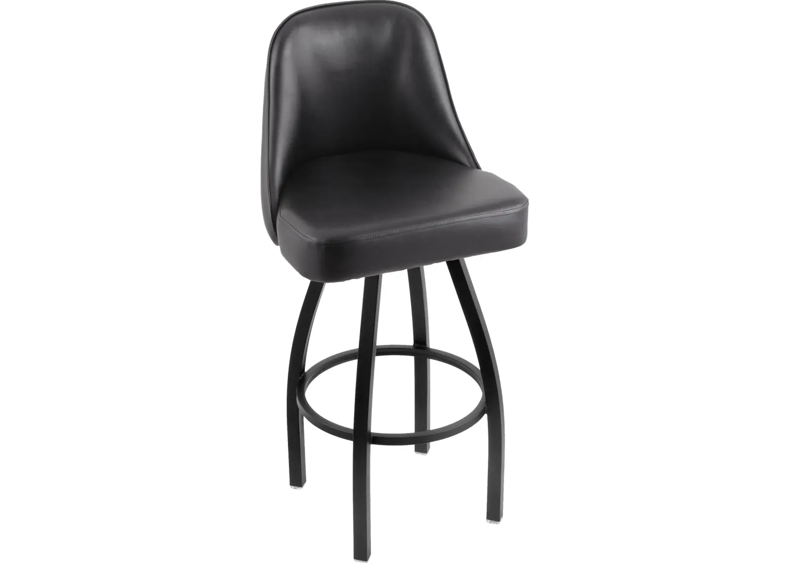 Grizzly Black Metal Upholstered Swivel Bar Stool