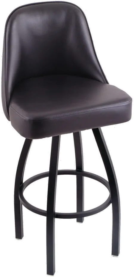 Grizzly Black Metal Upholstered Swivel Extra Tall Bar Stool