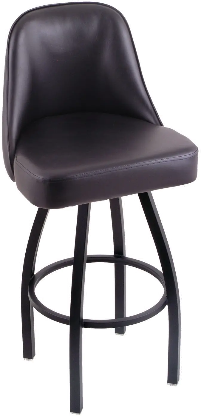 Grizzly Black Metal Upholstered Swivel Extra Tall Bar Stool