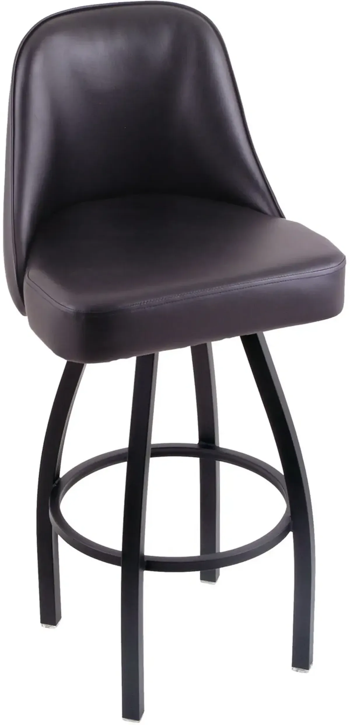 Grizzly Black Metal Upholstered Swivel Extra Tall Bar Stool