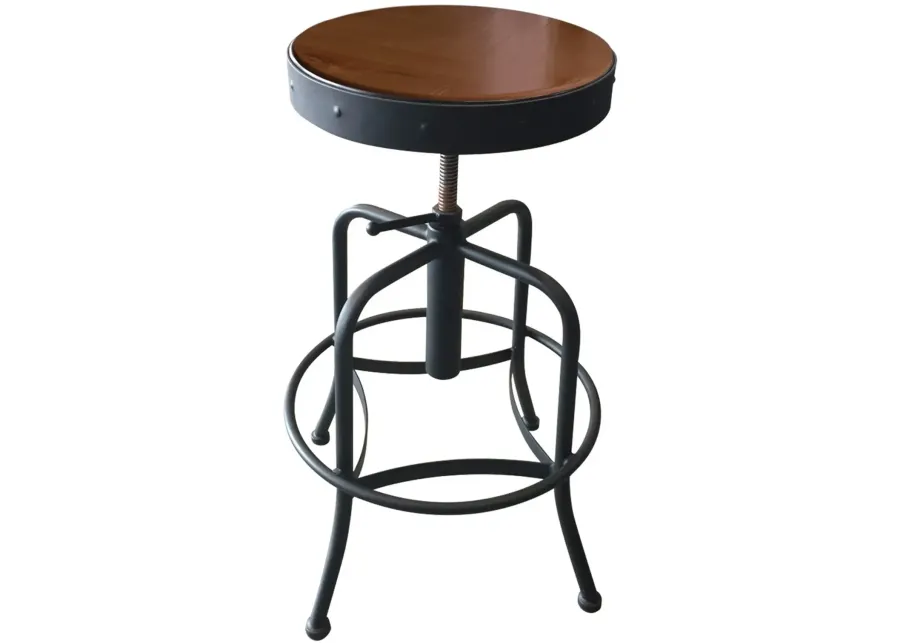 Steel Black and Brown Adjustable Height Stool