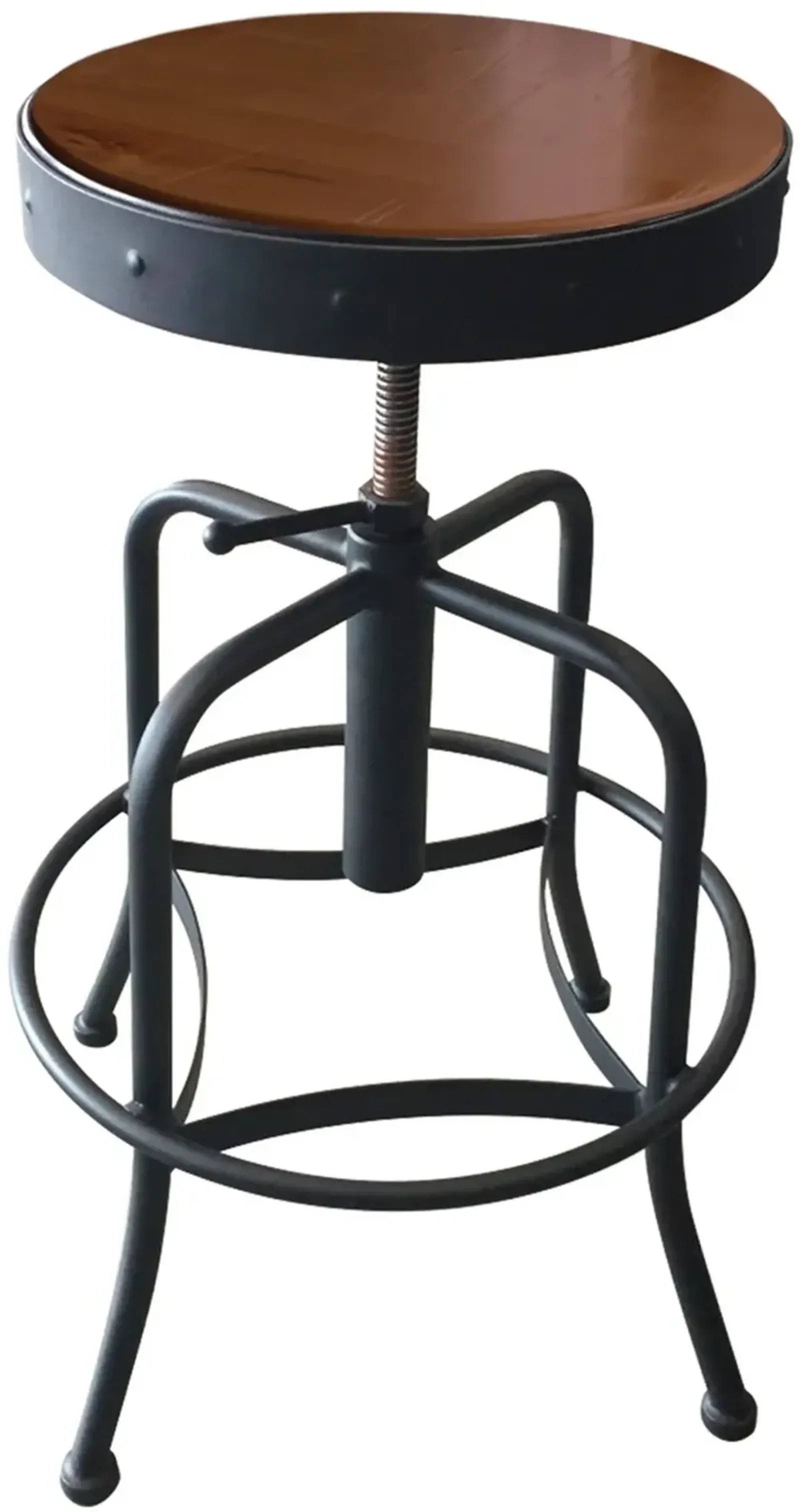 Steel Black and Brown Adjustable Height Stool