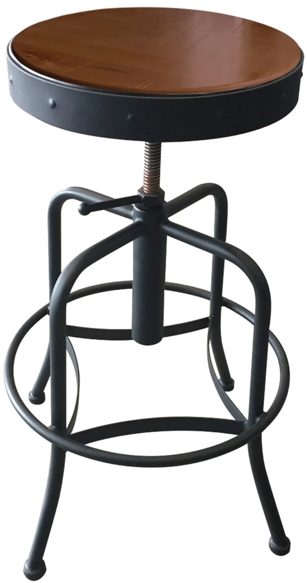 Steel Black and Brown Adjustable Height Stool