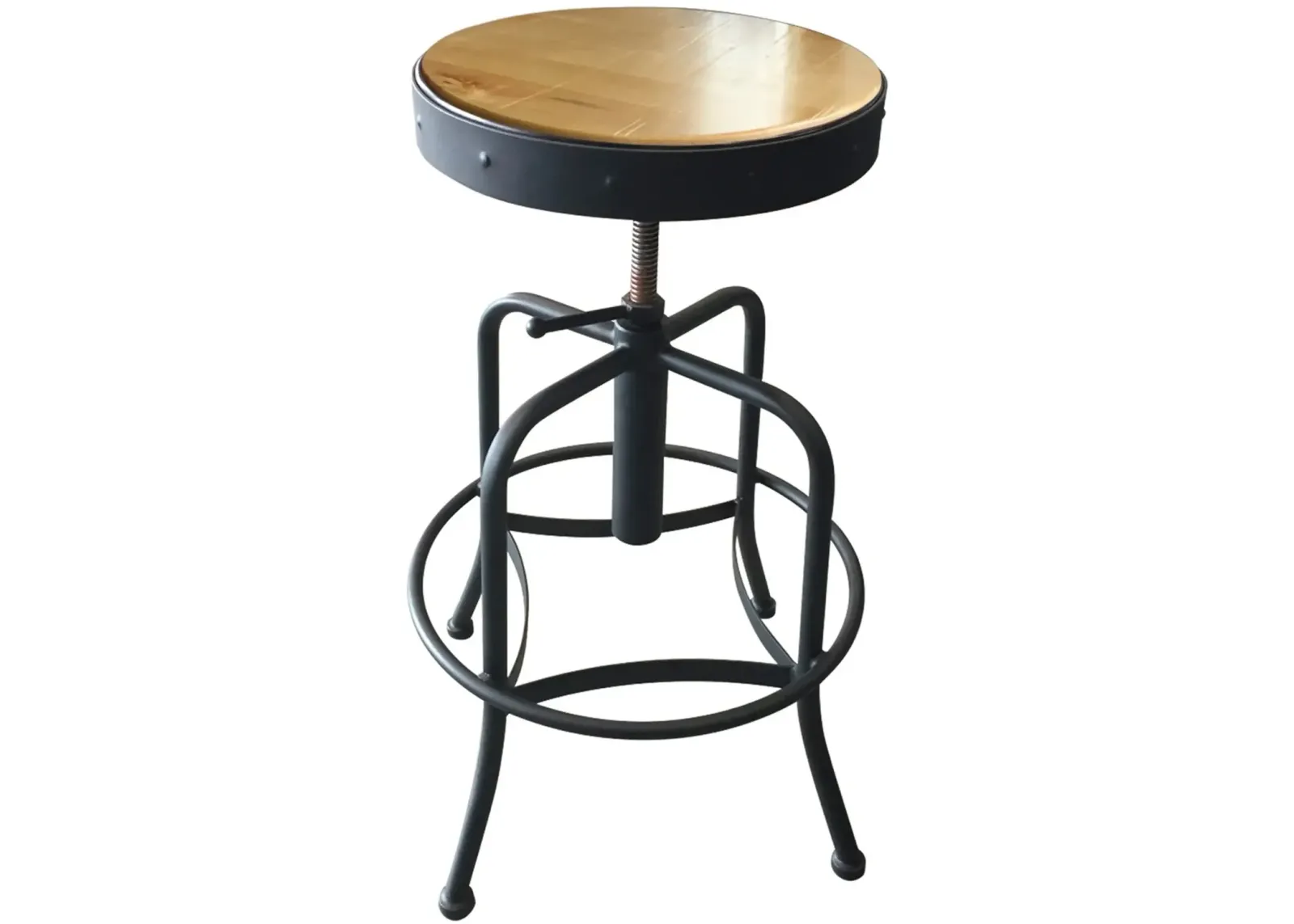 Steel Black and Natural Adjustable Height Stool