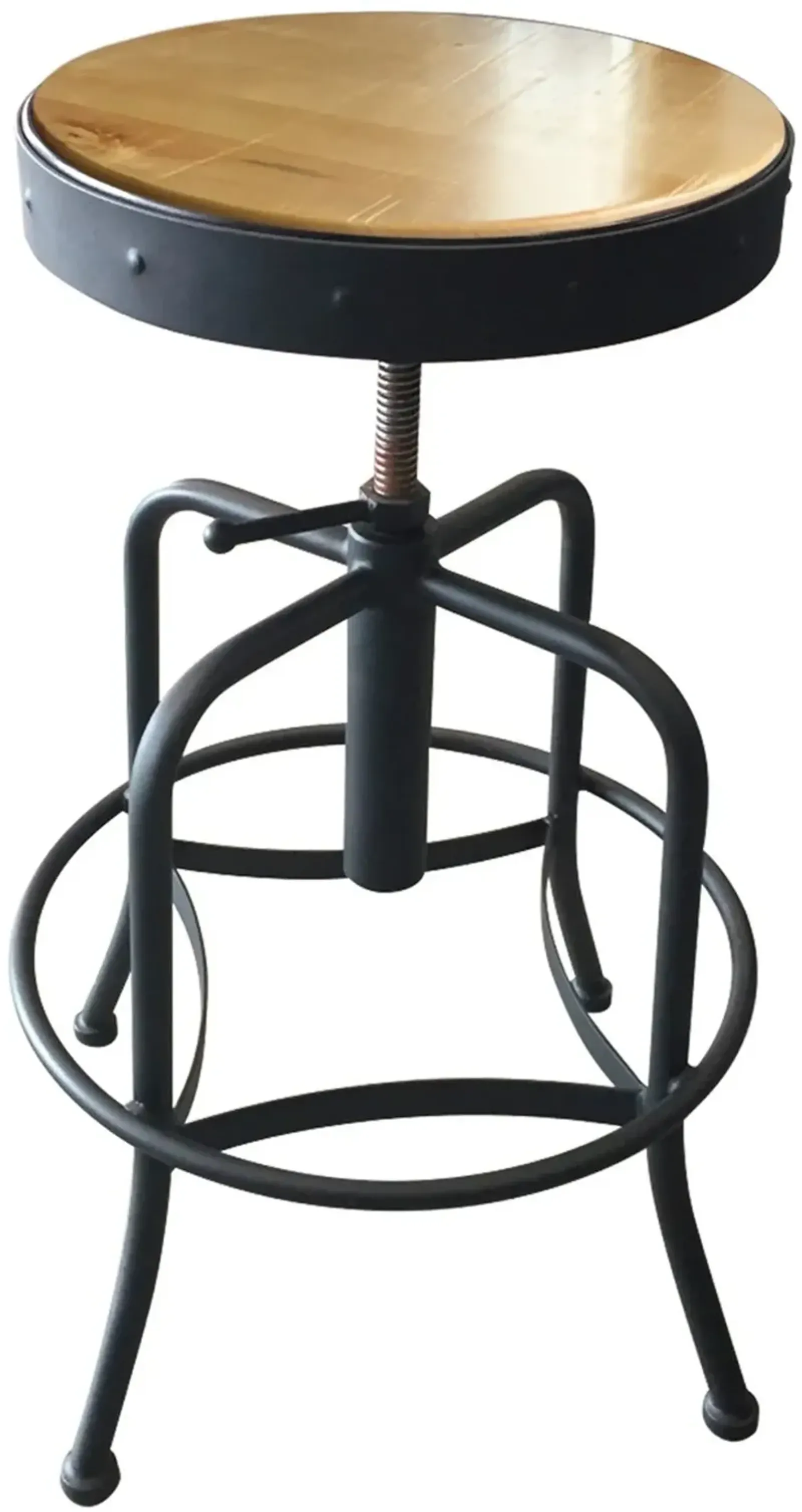 Steel Black and Natural Adjustable Height Stool