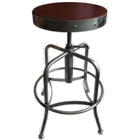 Steel Silver and Cherry Adjustable Height Stool