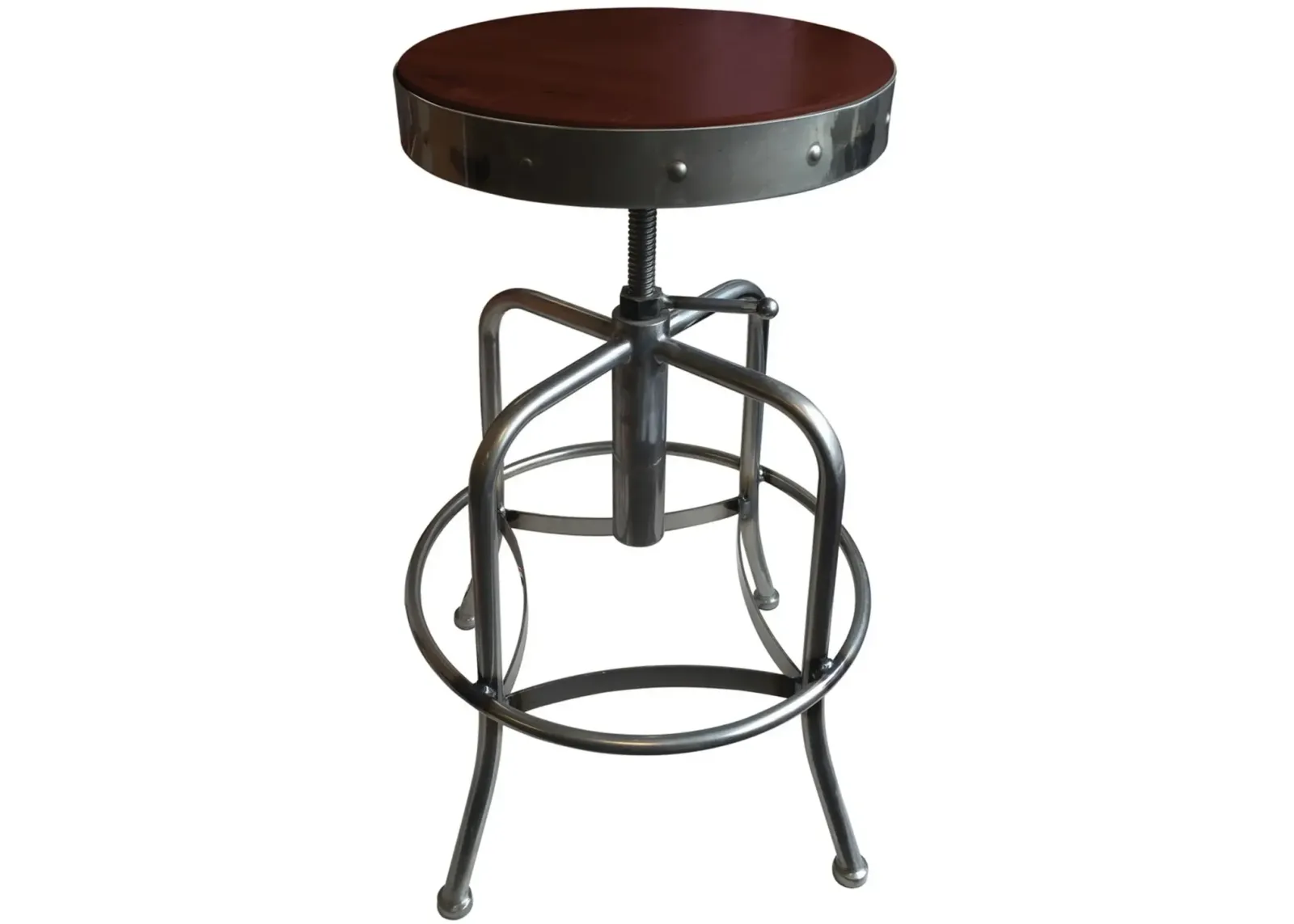 Steel Silver and Cherry Adjustable Height Stool