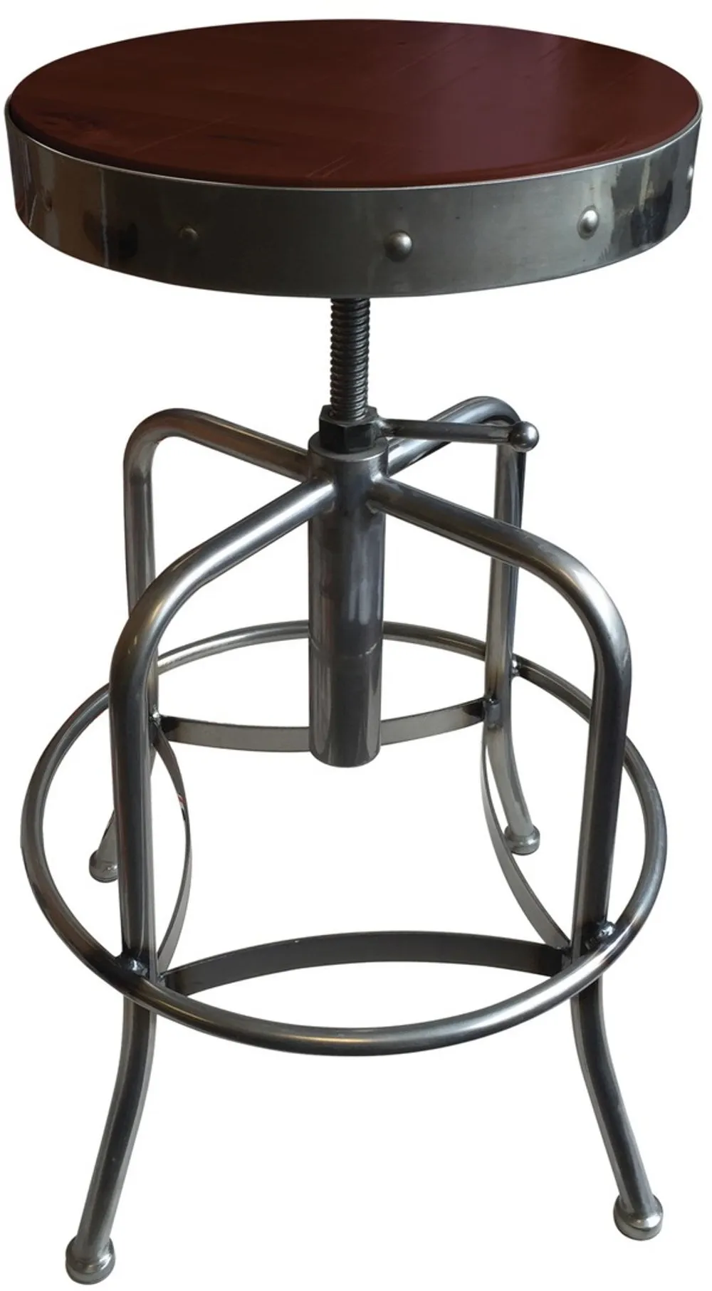 Steel Silver and Cherry Adjustable Height Stool