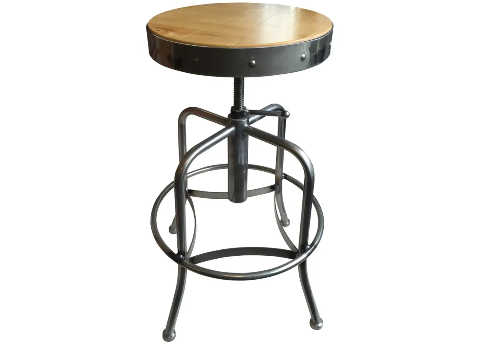 Steel Silver and Natural Adjustable Height Stool