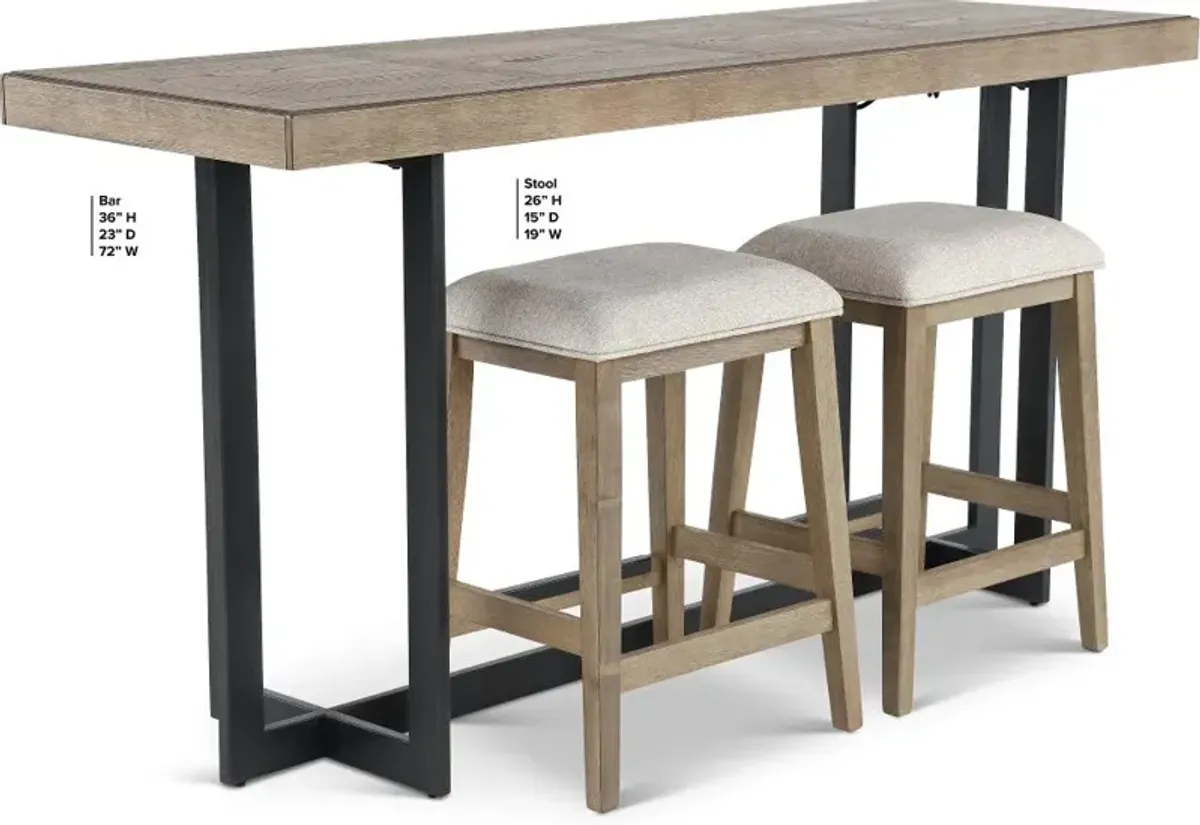 Eden Dune Sofa Table With Upholstered Stools