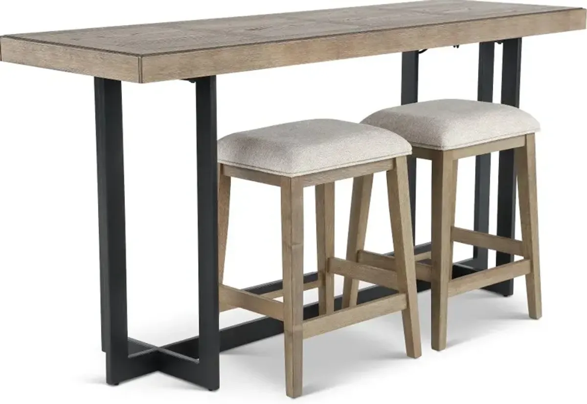 Eden Dune Sofa Table With Upholstered Stools