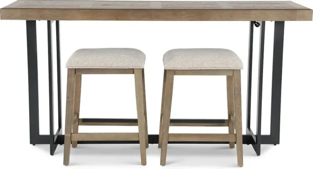 Eden Dune Sofa Table With Upholstered Stools