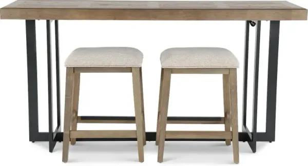 Eden Dune Sofa Table With Upholstered Stools