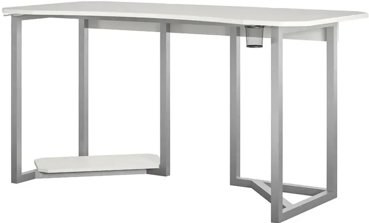 White Gaming Desk with CPU Stand - Quest