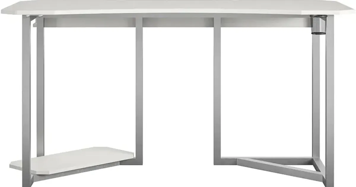 White Gaming Desk with CPU Stand - Quest