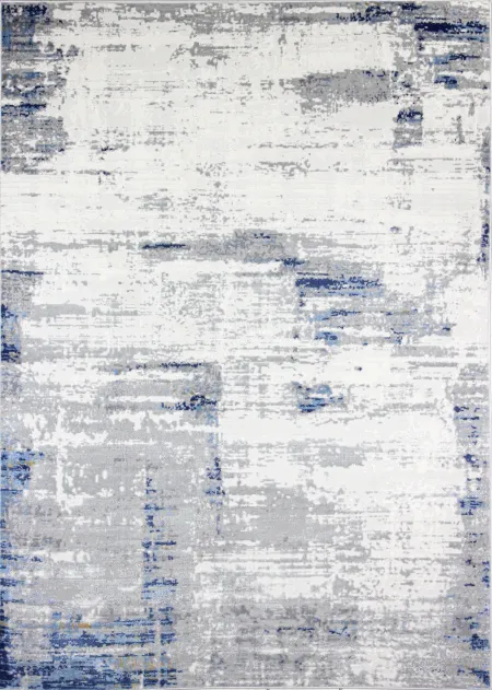 Carlyle 4 x 6 Contemporary Ivory and Blue Runner