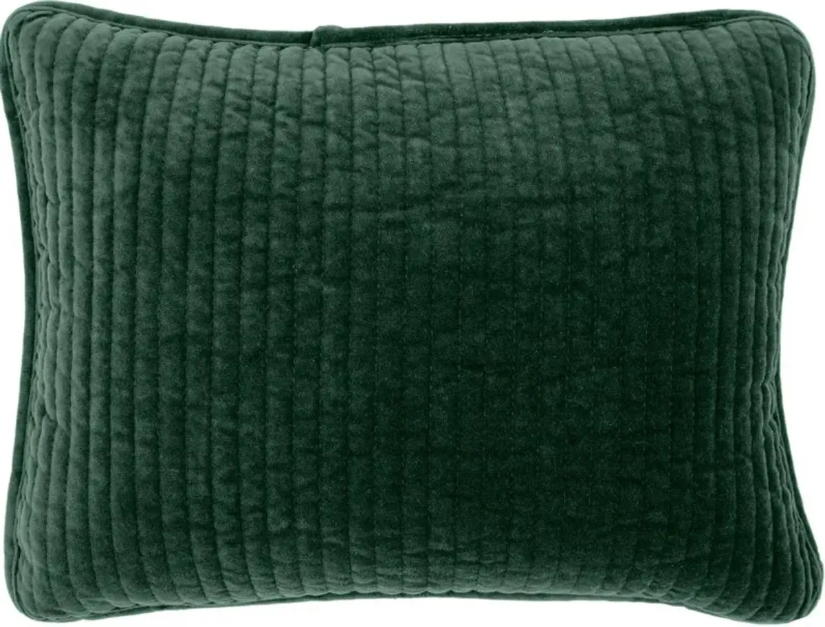 Stonewashed Emerald Green Cotton Velvet Boudoir Throw Pillow