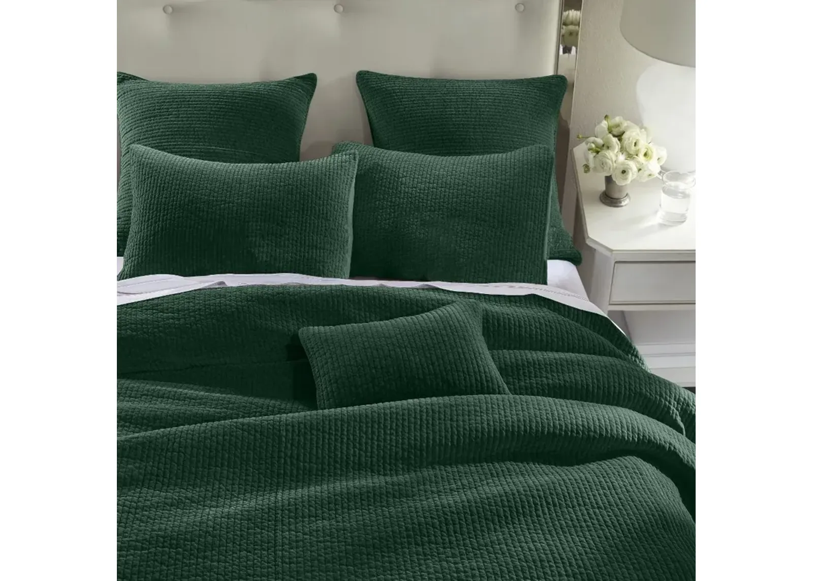 Stonewashed Emerald Green Full/Queen 3 Piece Quilt Set