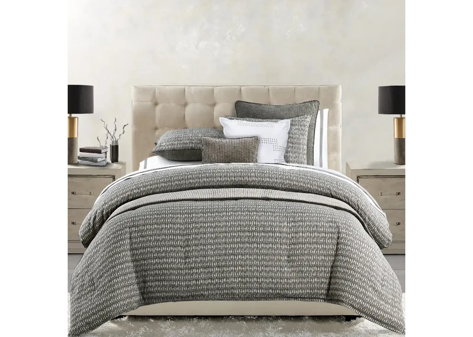 Fenton Gray, Cream and Taupe Super King 3 Piece Bedding Collection