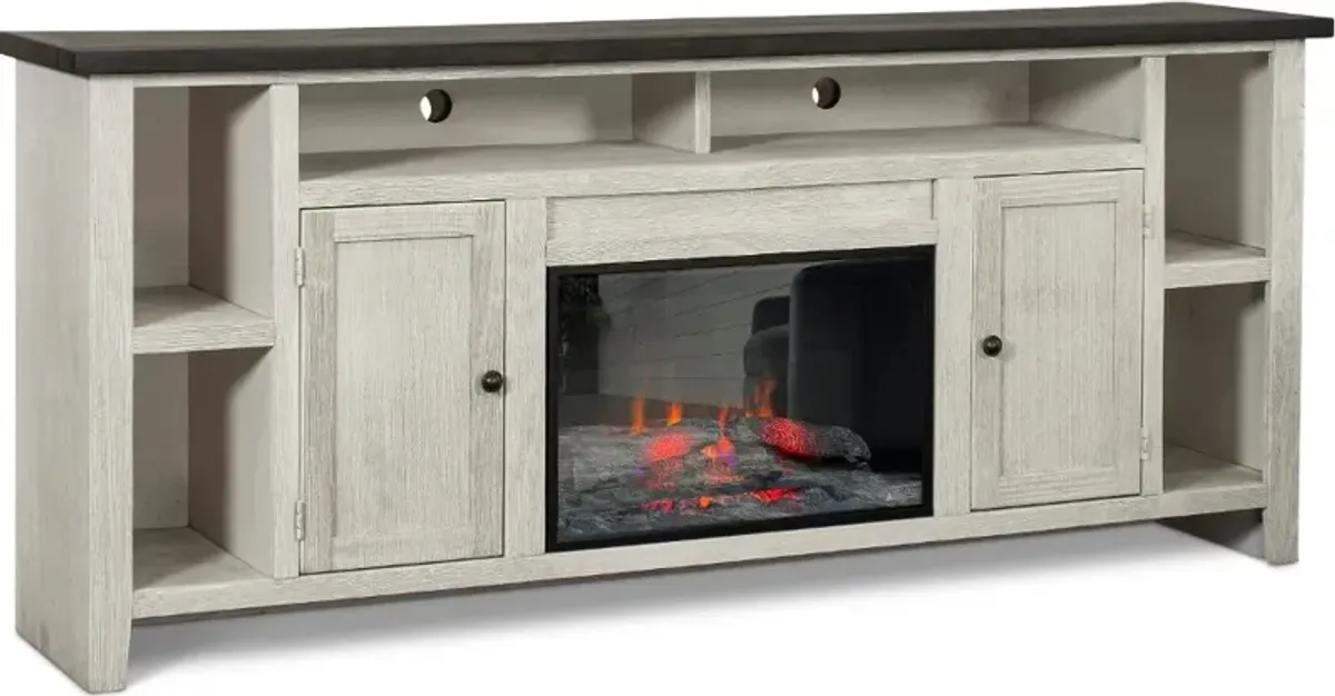 Eastport White 84" Fireplace TV Stand