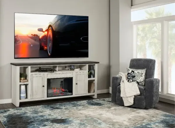 Eastport White 84" Fireplace TV Stand