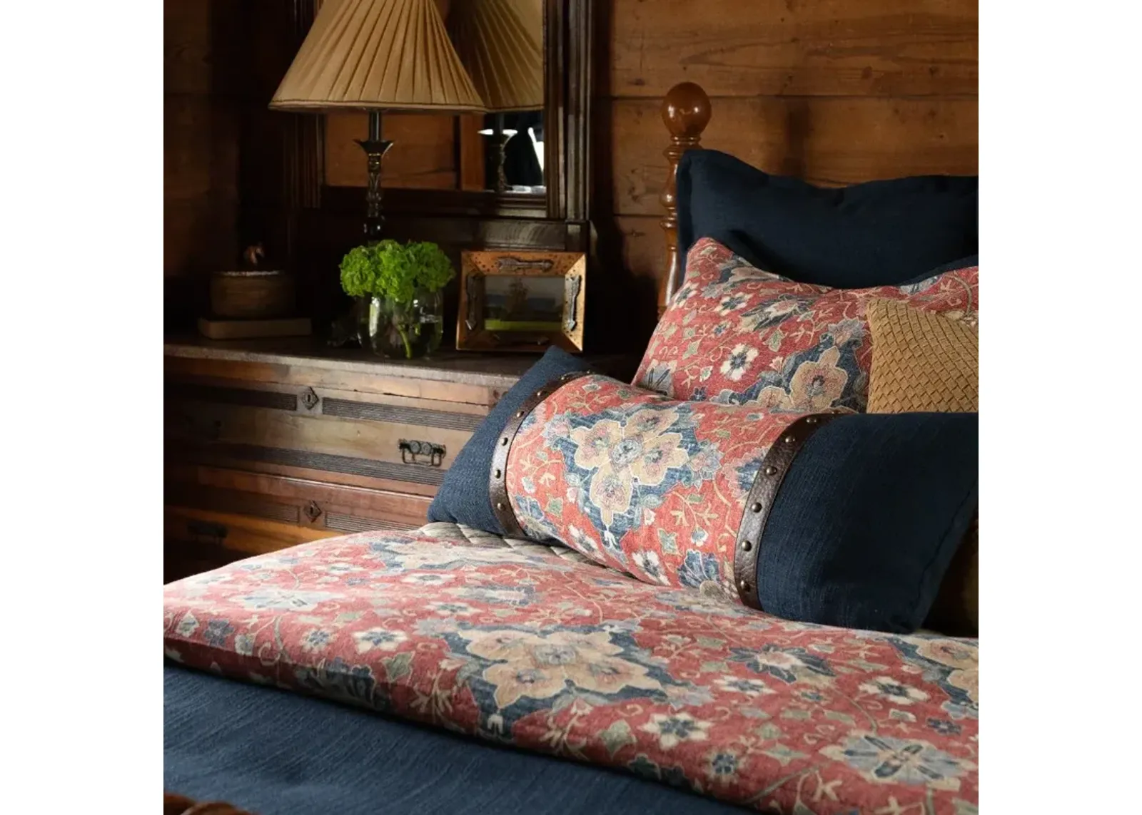 Melinda Red Washed Linen Queen 3 Piece Bedding Collection