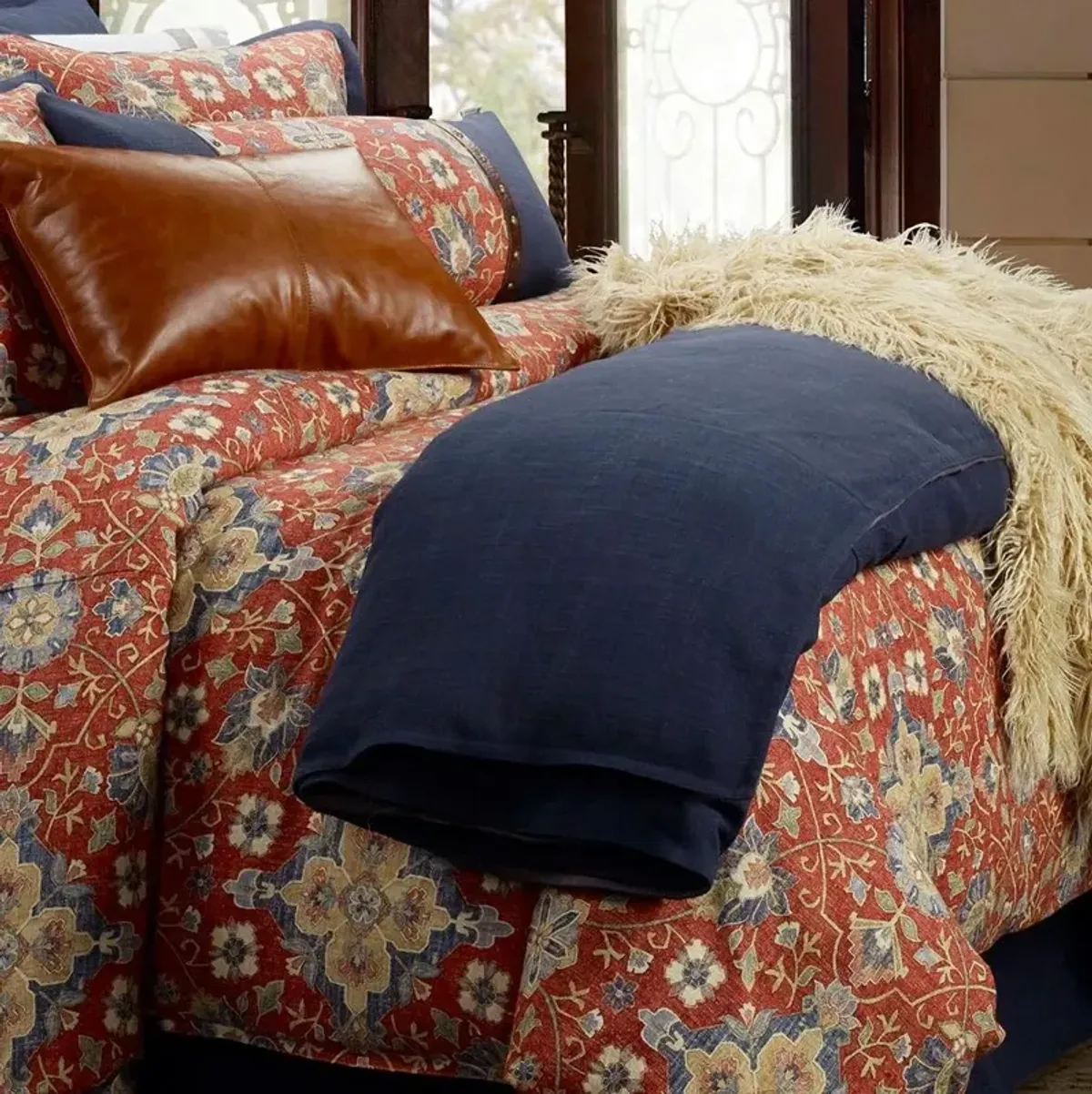 Nubby Blue Queen 3-Piece Duvet Cover