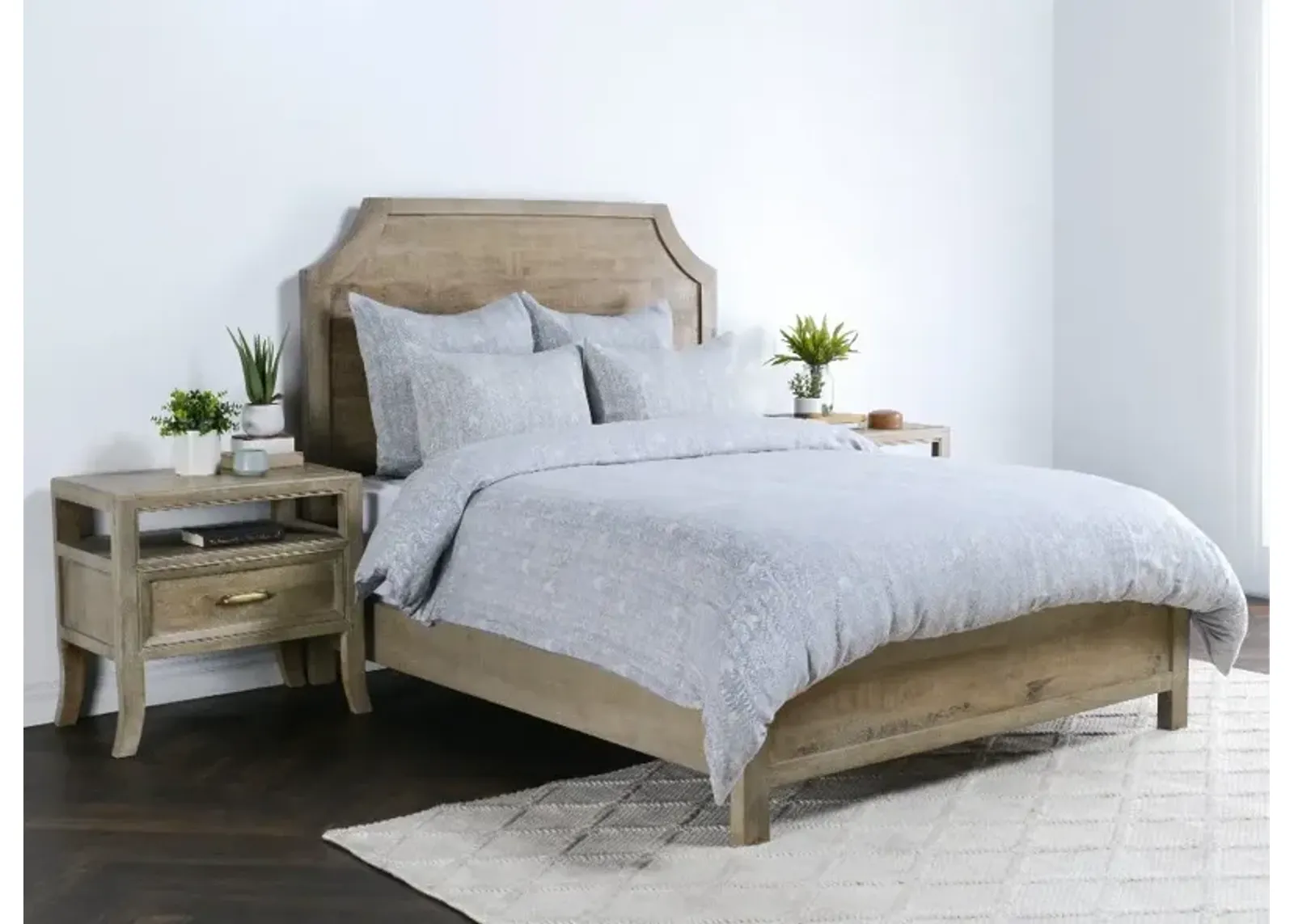 French Herringbone Gray Storm 3 Piece King Bedding Collection