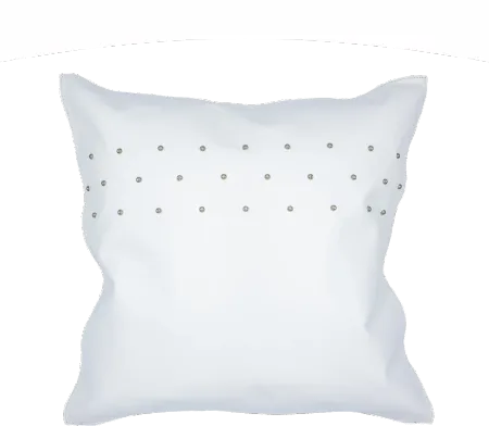 Contemporary Studded White Leather Throw Pillow