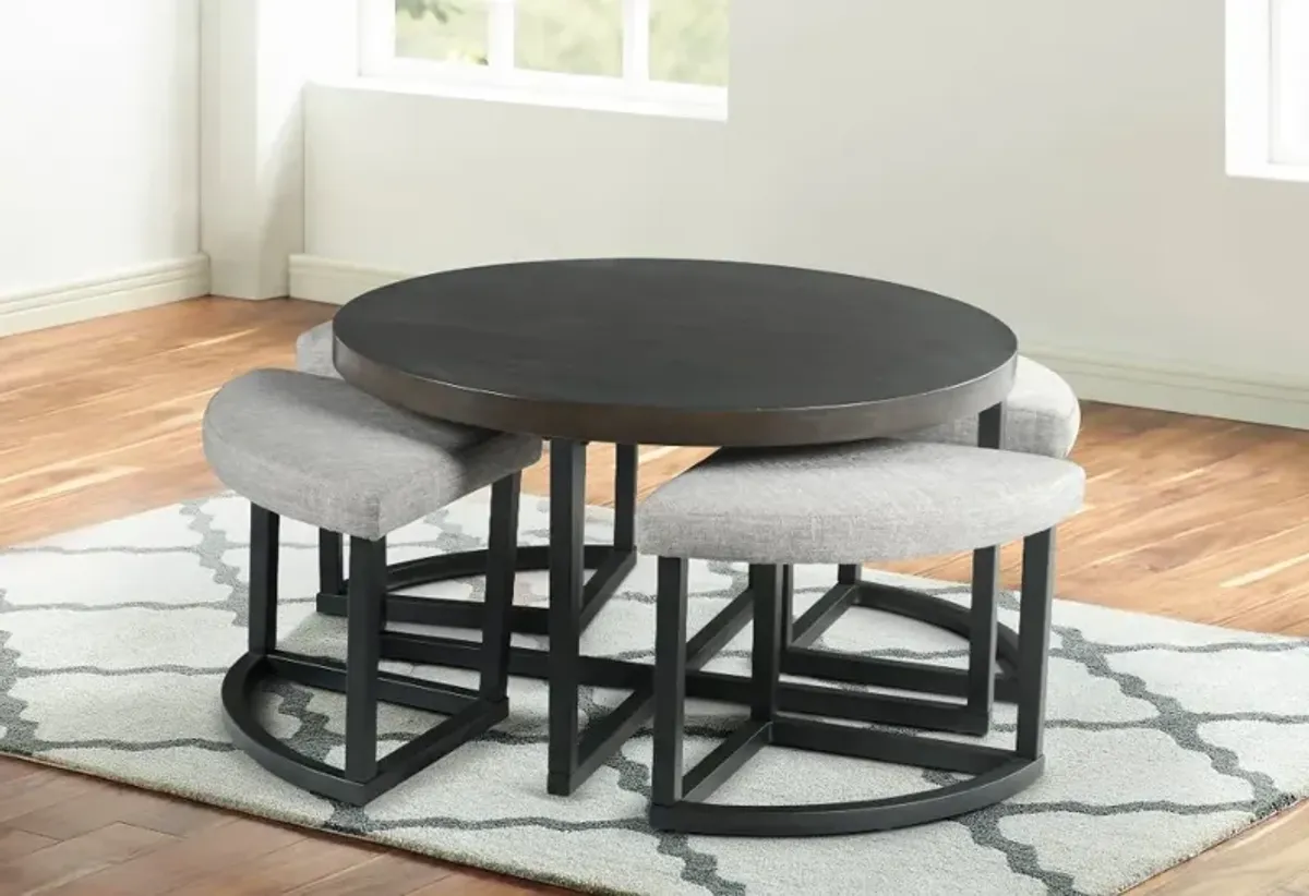 Yukon Brown and Gray Coffee Table and Stools