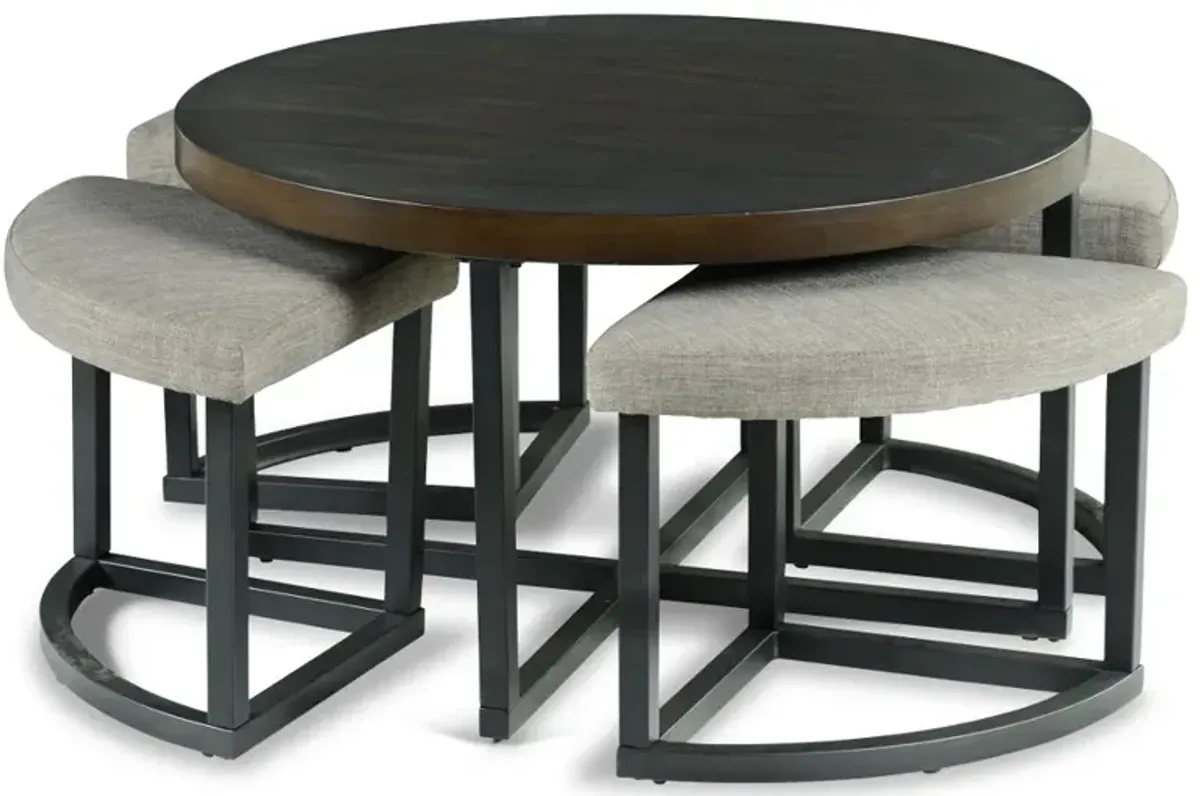Yukon Brown and Gray Coffee Table and Stools