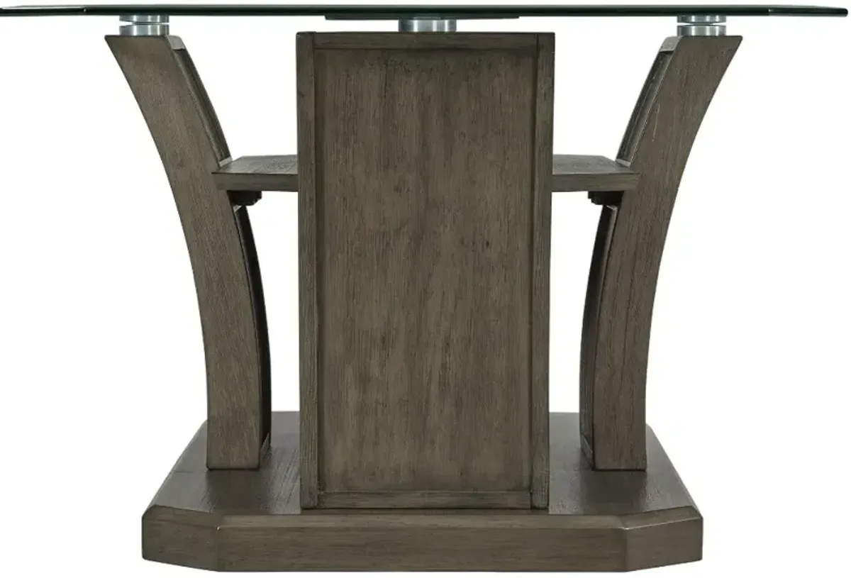 Dapper Gray Pedestal Coffee Table with Glass Top