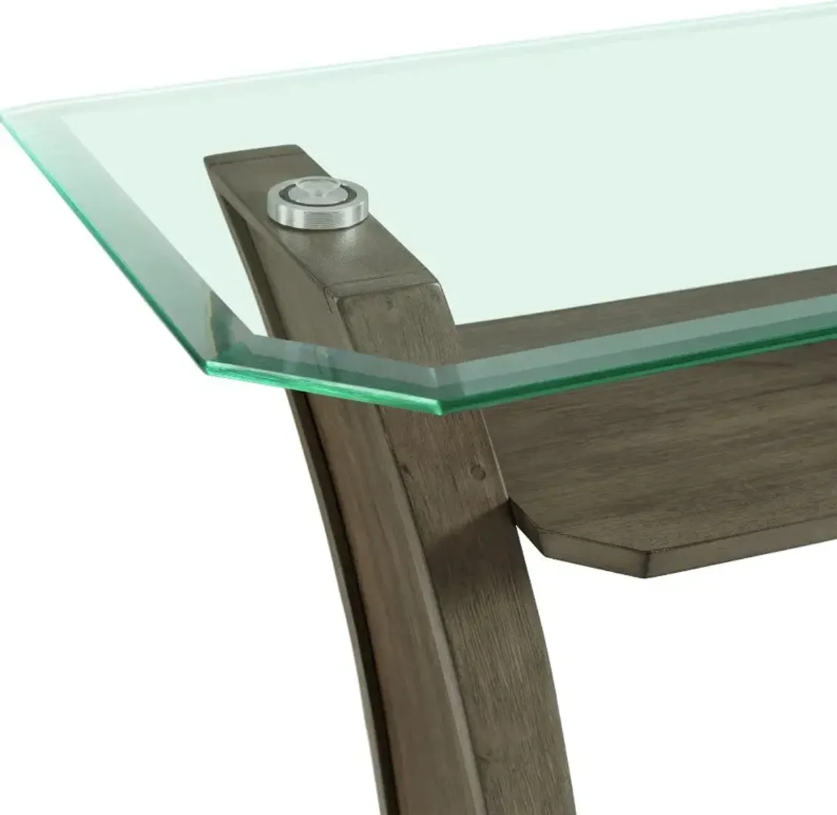 Dapper Gray Pedestal Console Table with Glass Top