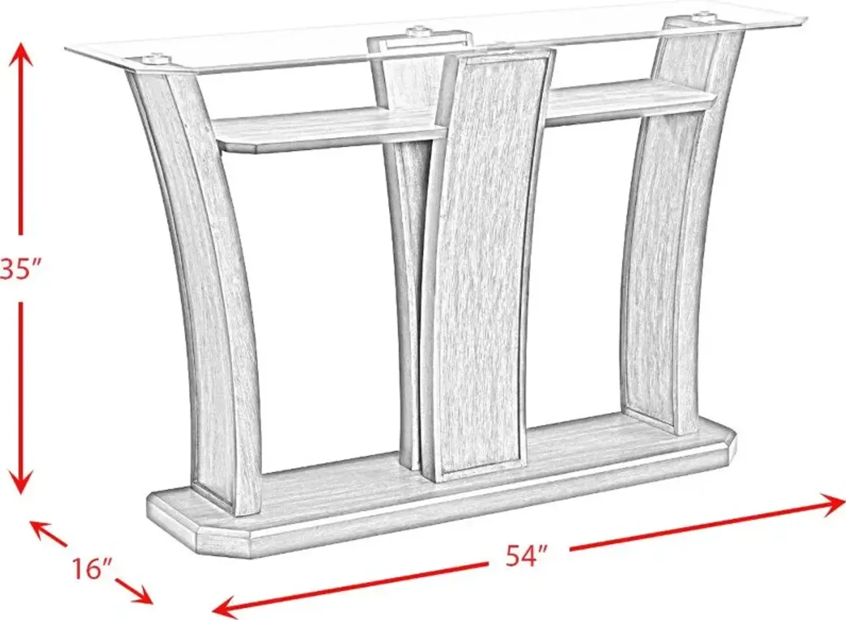 Dapper Gray Pedestal Console Table with Glass Top