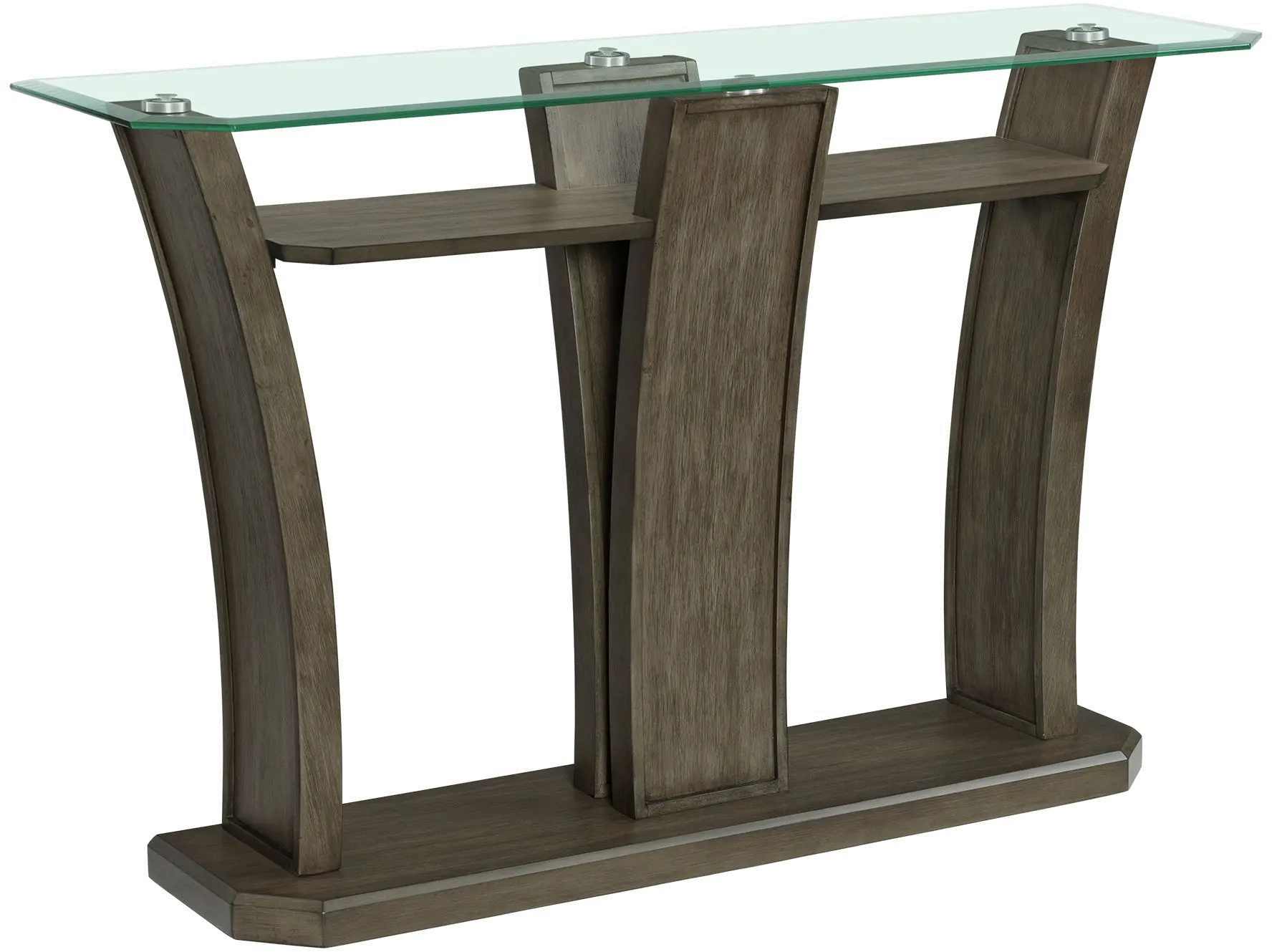 Dapper Gray Pedestal Console Table with Glass Top