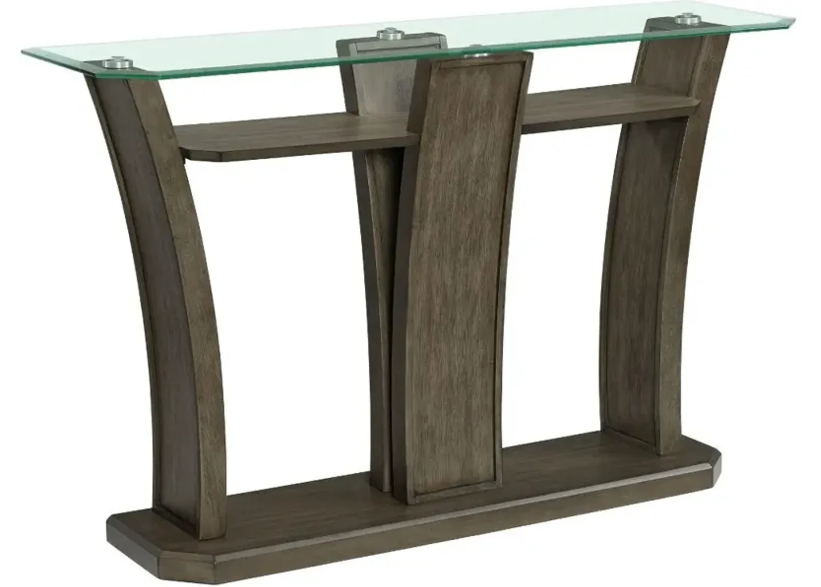 Dapper Gray Pedestal Console Table with Glass Top