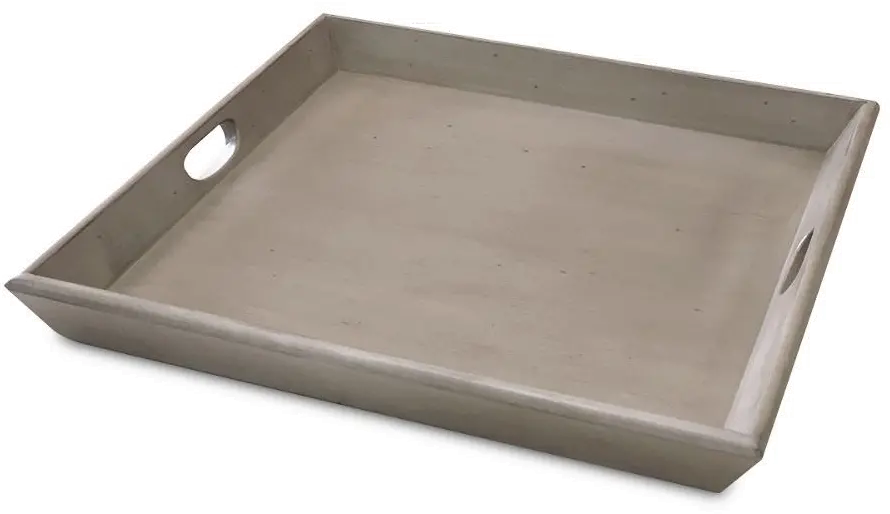Westwood Taupe Tabletop Wood Tray with Cut Out Handles