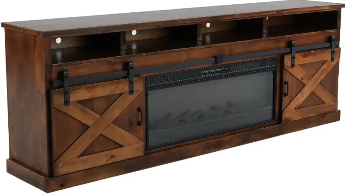 Farmhouse Aged Whiskey 94" Fireplace TV Stand