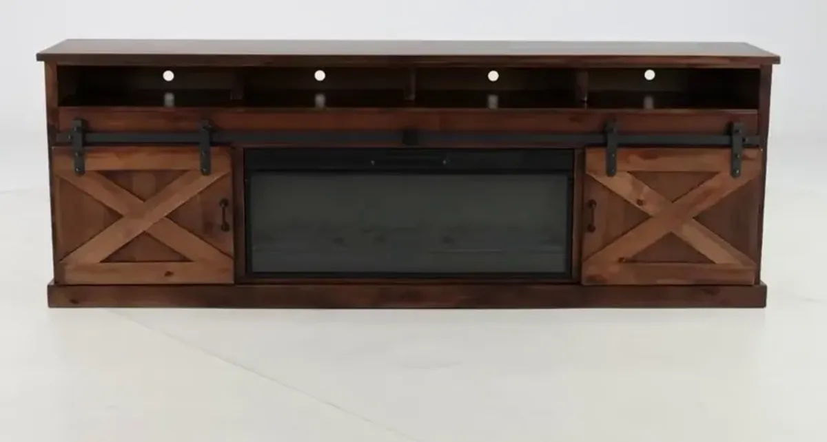 Farmhouse Aged Whiskey 94" Fireplace TV Stand