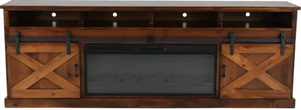Farmhouse Brown 94" Fireplace TV Stand