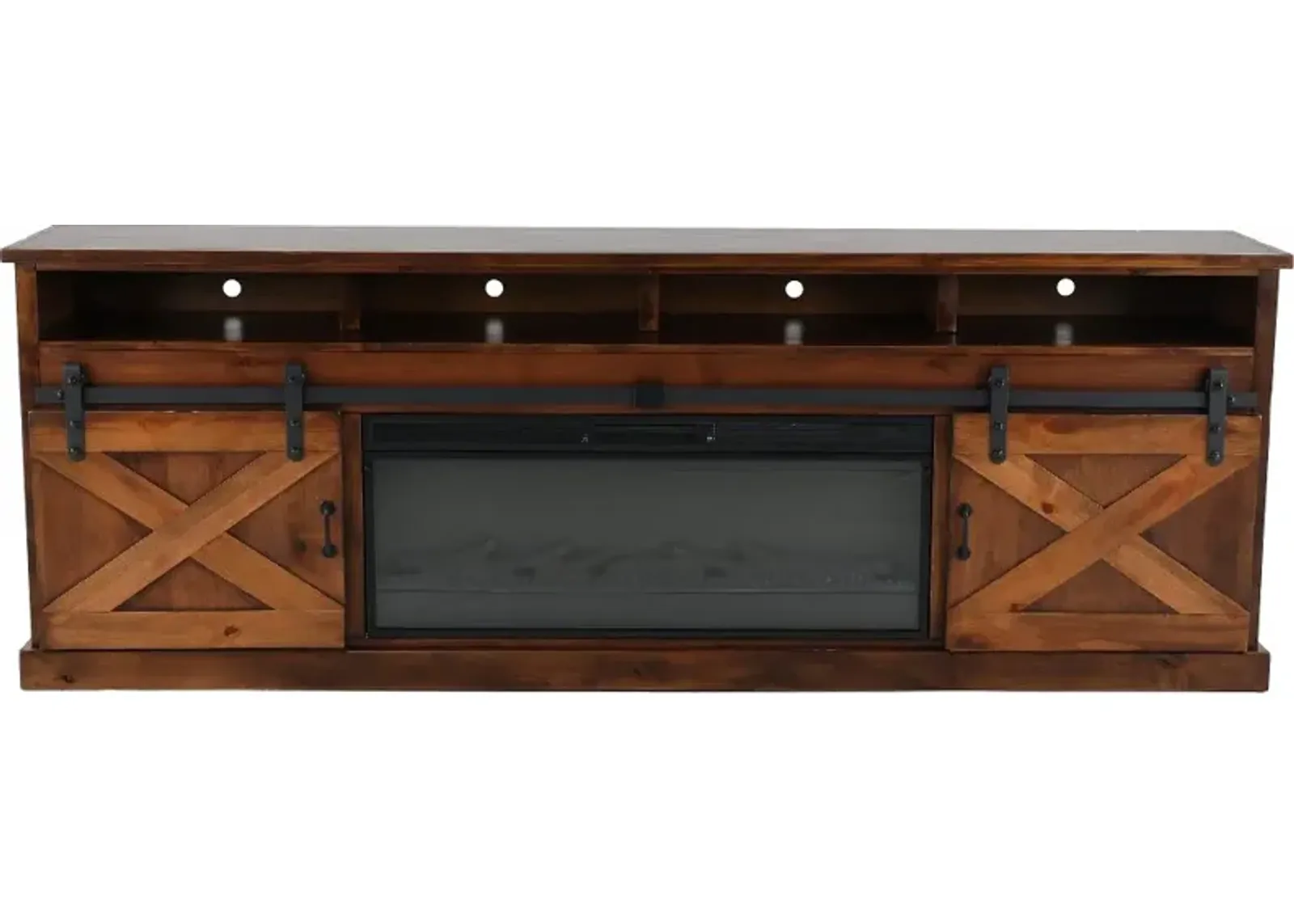 Farmhouse Aged Whiskey 94" Fireplace TV Stand