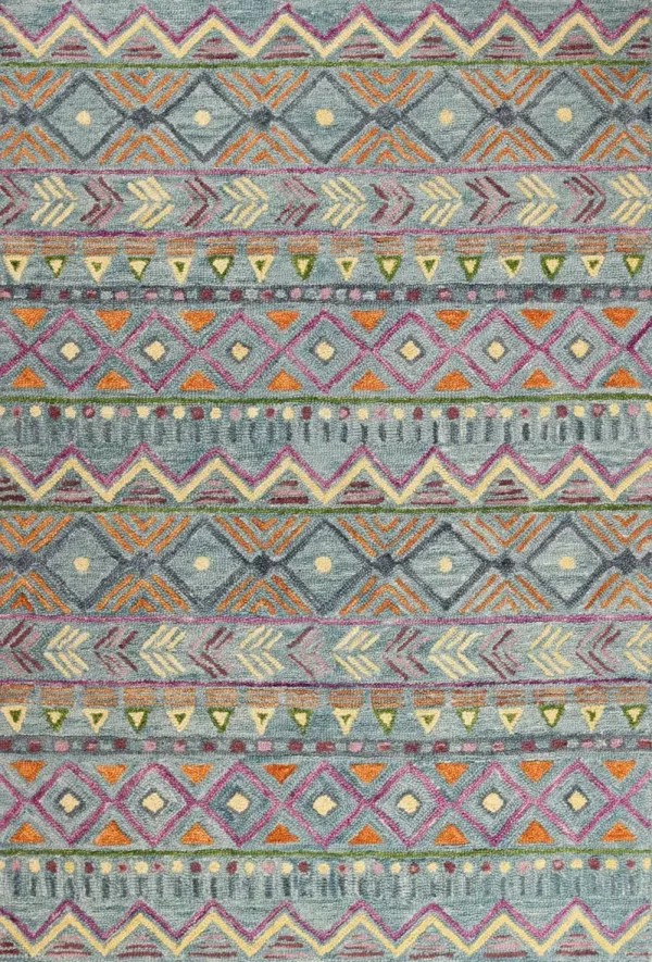 Valencia Naim Abstract Teal 8-Foot Runner Rug