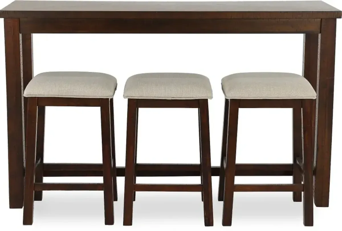 Jax Dark Brown Console Table with 3 Stools