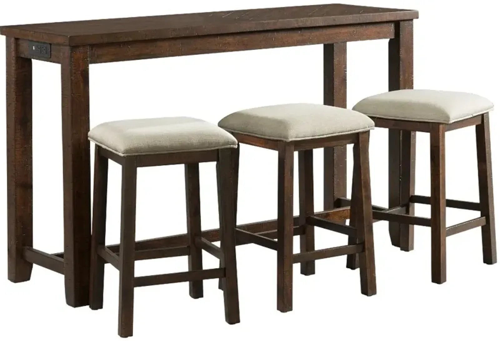 Jax Dark Brown Console Table with 3 Stools